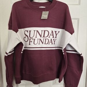 NWT Sunday Funday Kirklands Maroon Sweatshirt size M